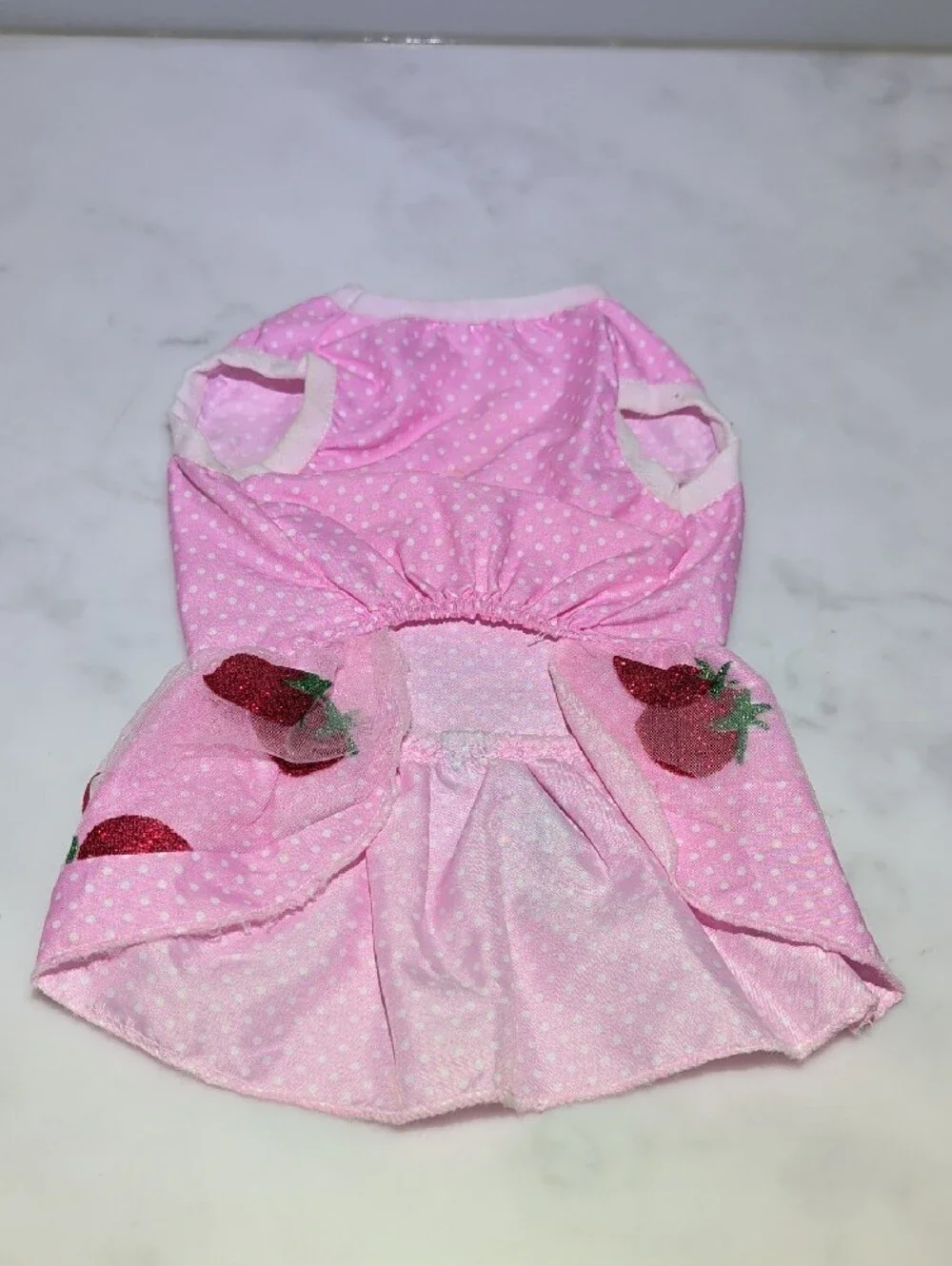 Pink Strawberry Print Dog Dress - Cute Polka Dot Pet Apparel